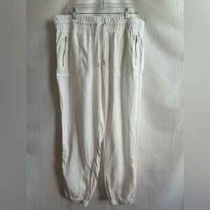 Athleta Cabo Women’s White Linen Jogger Pants Size: 16